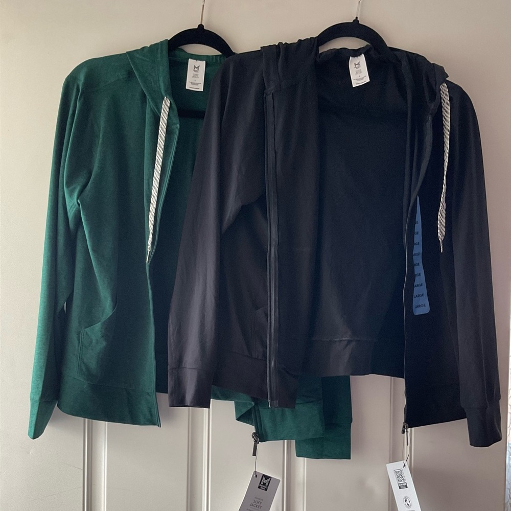 Everyday Zip-Front Hoodie - Black and Forest Green